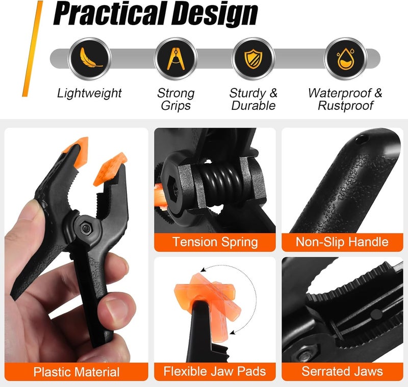 RELBRO Spring Clamps, 4.5 Inch Large Plastic Clips for Balloon Arch Backdrop Craft Decoration, Heavy Duty, Black, 10 Pcs - Image 4